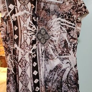 Boho Tunic Top Geometric print Bling Aztec